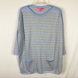 Lilly Pulitzer Cobo Sweater Heathered Blue Stripe